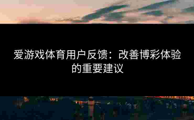 爱游戏体育用户反馈：改善博彩体验的重要建议