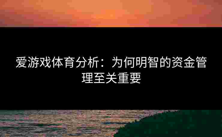 爱游戏体育分析：为何明智的资金管理至关重要